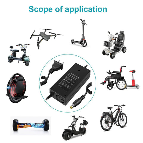 Beefy 54.6V 2A Ebike Charger For 48V Lithium Batteries 13S Pack Fast Charge With 5.5mm 2.1mm DC Plug 100 240V Input Works With Rad Power Lectric Aventon Himiway Ecotric Sondors Hiboy ViVi Jasion Eb7 And More