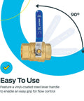 1-1/4 Inch IPS Beefed-Up Full Port Ball Valve Brass Plumbing Fitting Inline Shut Off with lever at 90-degree angle