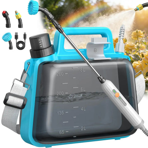 Battery Powered Garden Sprayer 2 Gallon Electric Pump Sprayer With 3 Mist Nozzles, Rechargeable Battery, Telescopic Wand, Adjustable Strap