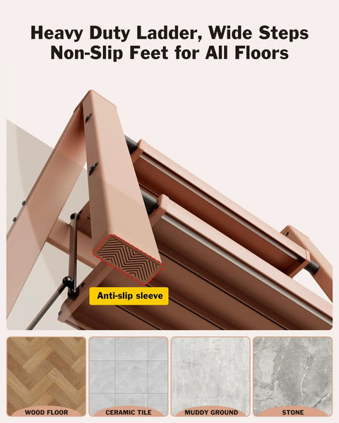 Compact 2 Step Stool Foldable Aluminum Ladder For Home And Garage, Ultra Lightweight Portable Step Ladder, anti-slip sleeve