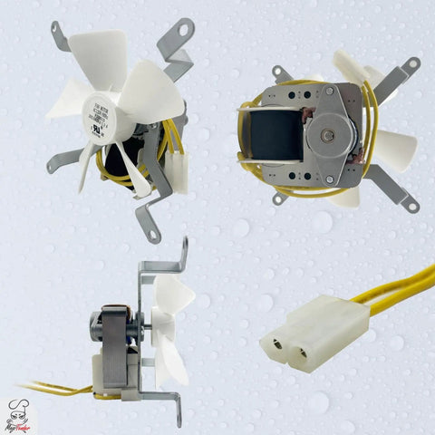 Induction Fan Motor Replacement For Pellet Grills With White Nylon Blade 3000 RPM 120V 60Hz Includes Four Screws Bolt In Plug And Play Replacement For Most Major Pellet Grills Combustion Blower, shown in various angles including wiring details.