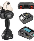 Rechargeable Cordless Hydraulic Cable Ratchet Cutter With 50mm 65mm 75mm Blades, Dual Removable Batteries, EC-54M, carrying case.