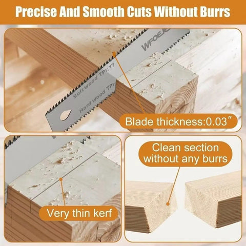Japanese Hand Saw 6 Inch Double Edge Pull Saw With SK5 Blade 11 Or 17 TPI cutting smooth wood edges without burrs