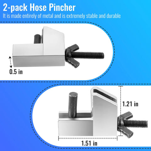 Front view of Feekoon 2-pack metal hose pinch clamps for automotive hoses up to 1 in.