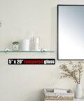 Glass Shower Shelf With 8mm Tempered Glass 20 By 5 Inches 304 Stainless Steel Brushed Finish Wall Mount Organizer For Bathroom Rust Resistant Keeps Your Shower Stuff Neatly Secured, installed on a bathroom wall