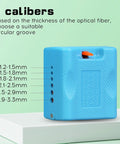 Hella Tough Fiber Optic Buffer Tube Stripper For Mid Span Cable Cutting And No Sweat Optical Wire Stripping Tool With Adjustable Diameter Grooves, close-up of size indicators.