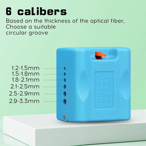 Hella Tough Fiber Optic Buffer Tube Stripper For Mid Span Cable Cutting And No Sweat Optical Wire Stripping Tool With Adjustable Diameter Grooves, close-up of size indicators.
