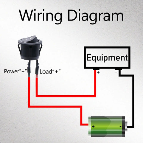 Wiring diagram for 10 Pack Round Rocker Switch On Off Toggle 12V Pre Wired 2Pin Spst 10A Heavy Duty Housing.