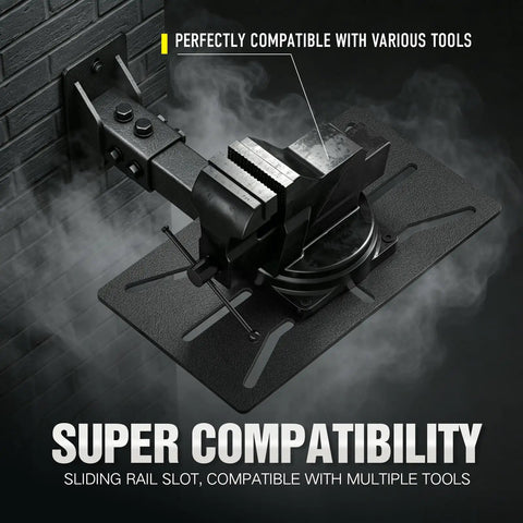 Kickass Heavy Duty Wall And Bench Mount For Vise Grinder Notcher Shear And Shrinker Black Carbon Steel Tool Holder for multiple tools