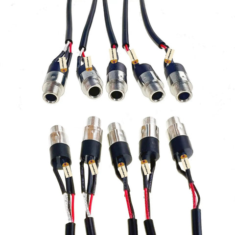 5 Pack 3.5Mm Stereo Audio Jack Connectors Panel Mount Replacement Cables for Headsets with copper socket and nylon base.