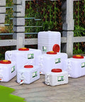 Multiple 100L Large Capacity Water Storage Containers For Home, School, Office, Hotel, Rail Station And More displayed outdoors