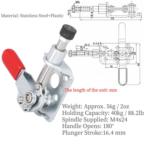 Quick Release Toggle Clamp With Straight Up Reliable 40kg Holding Capacity For Dead Simple Welding Jigs, metal, and plastic construction.