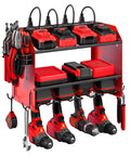 Wall Mounted Power Tool Organizer With Charging Station Heavy Duty 3 Layer Tool Storage Rack With 4 Cordless Drill Holders And Battery Dock Featuring An 8 Outlet Power Strip Pro Grade Gear For Garage Workshop Warehouse
