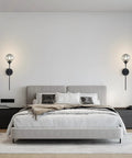 Sleek Smoke Grey Glass Globe Wall Sconce In Black Matte Finish With Slim Long Wall Mount Lamp Vintage Industrial Vibe for bedroom