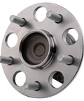 Front view of Drop In Rear Wheel Bearing And Hub Assembly For 19-22 Lexus ES300h ES350 And 18-19 Toyota Camry 20-23 FWD 19-23 RAV4 Japan Built 1st VIN J 19-20 Avalon Replacement With Sealed Bearings And Easy Install For A Smooth Ride, showing six bolt holes.
