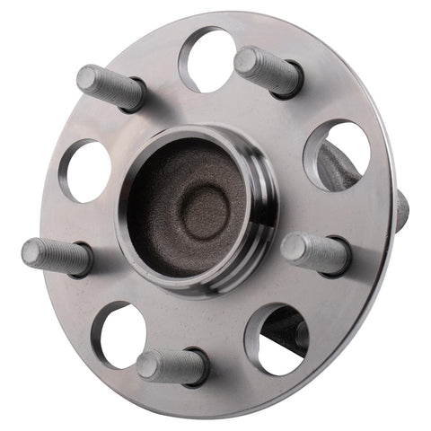 Front view of Drop In Rear Wheel Bearing And Hub Assembly For 19-22 Lexus ES300h ES350 And 18-19 Toyota Camry 20-23 FWD 19-23 RAV4 Japan Built 1st VIN J 19-20 Avalon Replacement With Sealed Bearings And Easy Install For A Smooth Ride, showing six bolt holes.