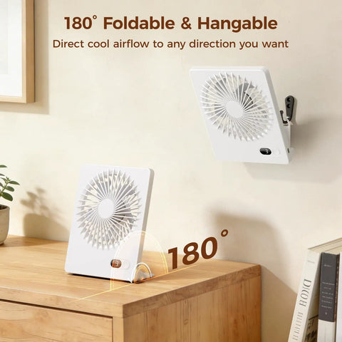 Tiny But Mighty Portable Desk Fan Battery Operated and Rechargeable, Ultra Quiet 180 Degree Tilt Folding Personal Fan on desk