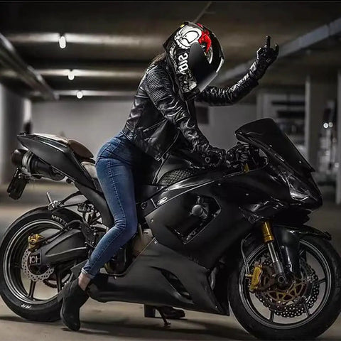 Rider wearing Four Seasons Full Face Motorcycle Helmet With Flip Up Double Visors DOT Approved For Adults Men And Women Off Road Motocross Racing Gear Great For Go Kart ATV Scooter Moped Cruiser Safe Comfortable