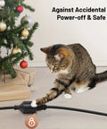 Cat near Christmas tree touching Six Foot Indoor Outdoor Extension Cord With Flat Plug Locking 35 Degree Plug Three Prong Grounded