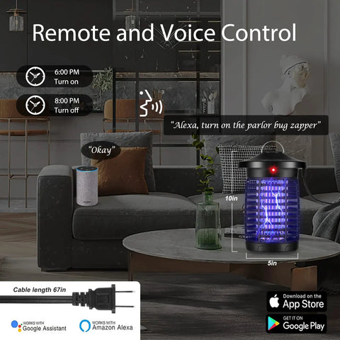 Outdoor Bug Zapper With Smart App Remote Hands Free And Voice Control Mosquito Zapper You Can Control From Your Phone in living room