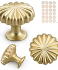 10 Pack Brushed Gold Cabinet Knobs With Flower And Pumpkin Style Design, Solid Zinc Alloy Drawer Pulls For Kitchen Cabinets