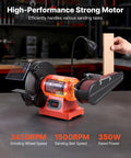 Heavy Duty Eight Inch Bench Grinder Paired With Two By Twenty Eight Belt Sander Combo powered by 350W motor and LED light for metal work.