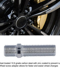Upgrade Your Ride With 20 Heat Treated Wheel Stud Conversion Adapters, Extended 50mm Length And Robust Zinc Plated Design For Premium Grip On European Cars, Making Installation A Breeze! zinc-plated 50mm steel wheel stud adapter on alloy wheel