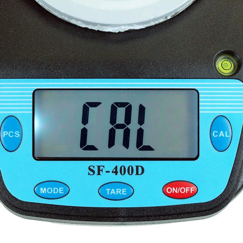 Digital Precision Scale 500G X 0.01G With Beefy Platform, calibration display, mode, tare, power buttons visible
