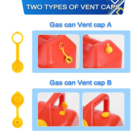 Two types of vent caps for Flexible Gas Can Spout Replacement Kit For Half Gallon One Gallon Five Gallon Ten Gallon Cans With Vent Caps