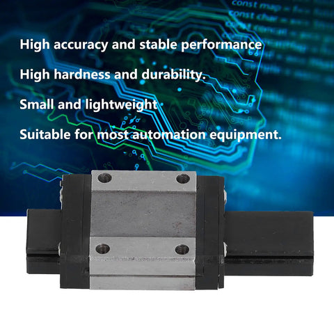 Boss Level Linear Rail Guideway Block for CNC Machines showing high accuracy and stable performance with electronic backdrop.