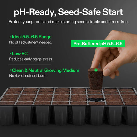 Hand placing Seed Rooter Plugs For Seedlings And Cuttings, 40 Cube Pack Optimizes Germination into tray, pH 5.5-6.5 visible