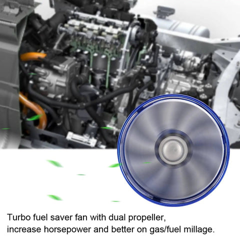 Dual Turbine Air Intake System For Most Vehicles, Turbocharged Airflow Boost Kit with blue finish and visible engine