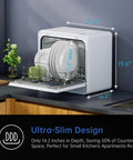 Space Saving Countertop Dishwasher Featuring Built In Water Tank And Big Kid Capacity For Cramped Kitchens with ultra-slim design.