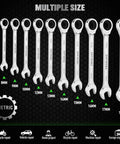 Superb 12 Piece Ratchet Wrench Set Metric 6 To 18mm With Magnetic Base And Chrome Vanadium Steel Build Offering 72 Tooth Ratcheting Speed For Mechanics And Garage Heroes Who Need Reliable Gear To Crush It Every Time showing various sizes from 6mm to 18mm.