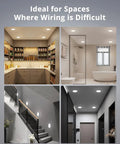4 Pack Rechargeable Battery Operated Ceiling Light With Motion Sensor And Remote installed in various rooms