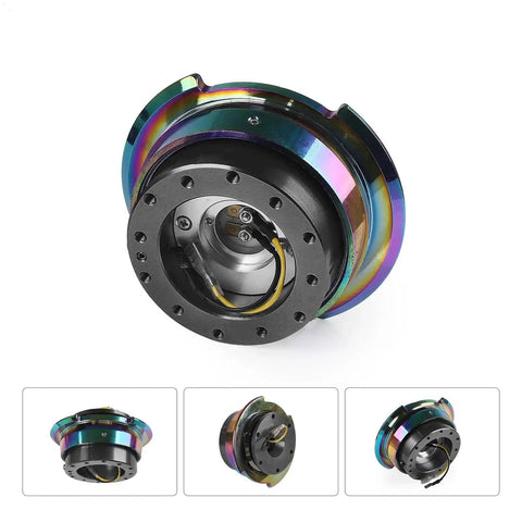 Universal Aluminum Quick Release Steering Wheel Hub Adapter Kit For Cars, high-strength, racing grade with purple accent