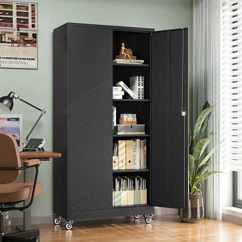 Durable Metal Garage Storage Cabinets With Locking Door And Adjustable Shelves Built For Home Office And Warehouse Heavy Duty Steel