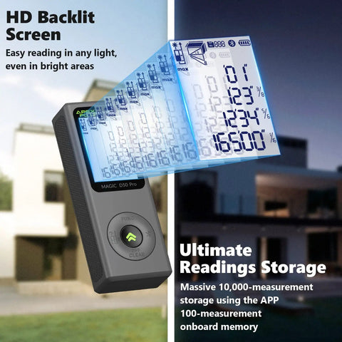 Bluetooth Laser Distance Meter With Real Time Measuring And 165 Foot Range Type C Rechargeable with backlit LCD display