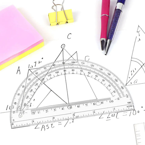 Clear 6 Inch Protractor Set Of 2 For Geometry Classrooms And Offices See Through 180 Degree Protractors With Easy Read Scale