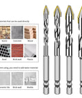 Heavy Duty Hex Shank Drill Bit Set 10 Piece 10mm Multi Surface Bits for brick, concrete, masonry, tile, wood, steel.