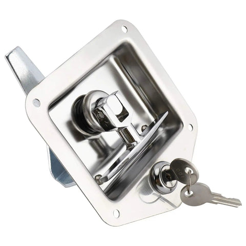 4 Pack Stainless Steel Car Trailer Door Latch T Handle Locking Paddle Entry Door Lock With 8 Keys, Rust Proof And Weather Resistant