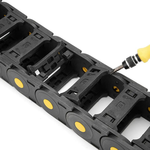 R55 25mm By 57mm Open Type Plastic Cable Drag Chain Carrier For Wires 1 Meter Length CNC Black high speed view