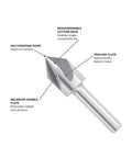 CST1 One Half Inch Titanium Coated Countersink With Self Starting Point And Balanced Double Flute No Chatter Design
