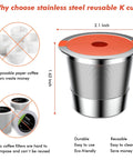 Two Pack Reusable K Cups For Keurig 1.0 And 2.0 Coffee Makers, Stainless Steel Refillable K Cups SUS 304 Non BPA on white background