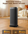 Indoor Space Heater 1500W Portable with Remote and Thermostat in living room, showcasing sleek design and digital display