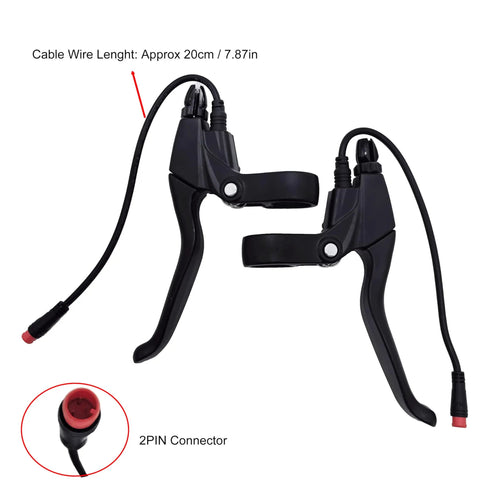 Waterproof Electronic Brake Lever and Grips for Electric Bikes and E Scooters, 2Pin Connector, 20cm, aluminum build