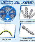 Bass Fishing Nail Sinkers Set 70 Pieces With Four Sizes One Thirty Second Ounce One Twenty Fifth Ounce One Sixteenth Ounce One Eighth Ounce Insert Weights For Plastic Worms Soft Plastic Baits Neko Rig And Wacky Rig Tackle shown with case and individual weights