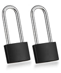 Two Pack Covered Aluminum Padlocks With Keys Long Shackle Black Locker Locks For Gates Fences And Toolboxes Lightweight Yet Tough