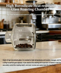 High Borosilicate heat-resistant glass roasting chamber with coffee beans for Top Shelf Electric Coffee Bean Roaster.
