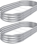 Two Pack Raised Garden Beds, 8 By 4 By 1 Foot, Galvanized Oval Metal Planter Boxes For Outdoor Use, Durable Heavy Duty Vegetable Garden Beds With Stable Central Supports